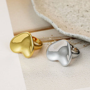 Fashion All-match Glossy Heart Ring-Gold