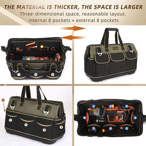 Wide Mouth Tool Bag with Waterproof Molded Base Shoulder Strap