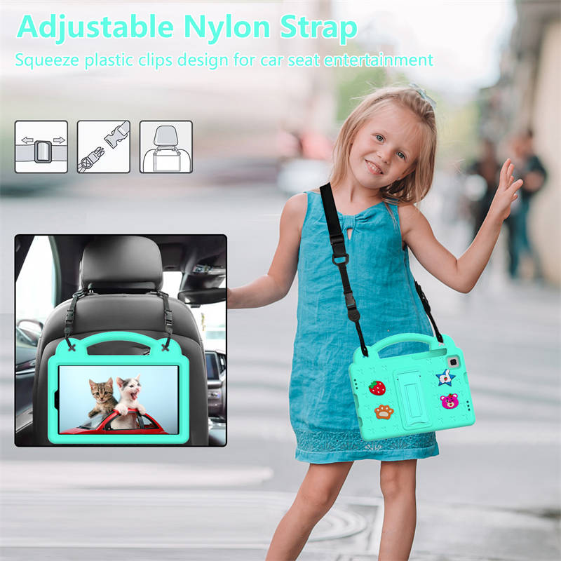 Strawberry Tablet Case with Holder for HUAWEI M3/Samsung Galaxy Tab A7 Lite (2021)/A8 (2019)-MintGreen