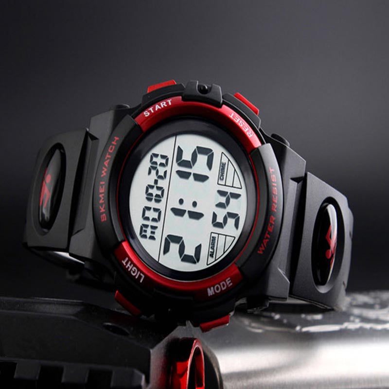 Kids Fashion Digital Watch Boys Sports Waterproof Led Watches-Red