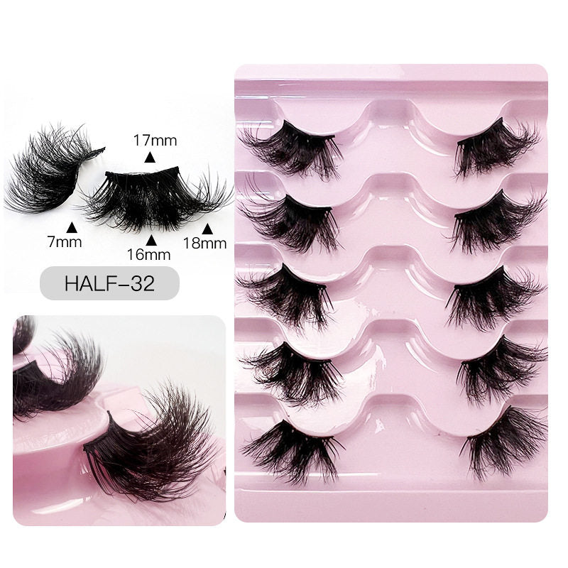 Half Lashes Natural Looking Cat Eye Fluffy 3D Curly False Eyelashes-32