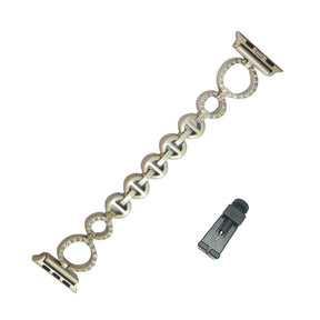 O Shape Watch Band Business Stainless Steel Wristbands for Apple IWatch Series SE/1/2/3/4/5/6 For Women-Champagne Gold