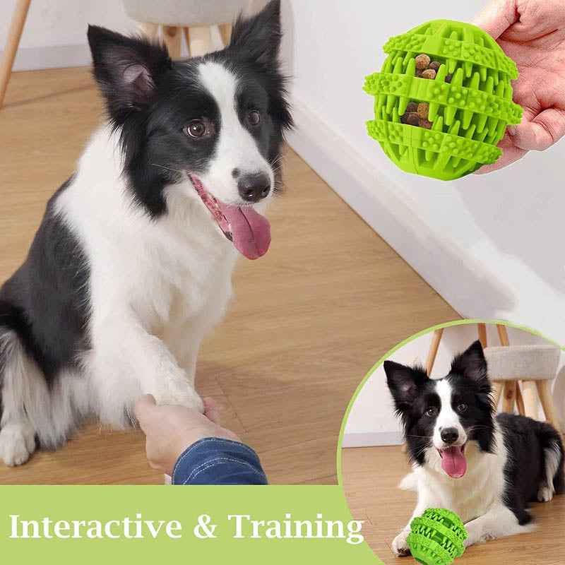 2 Packs Teething Toys for Small Medium Dog 360¡ã Cleaning Durable Chew Toys Rubber Ball-GreenSkyBlue