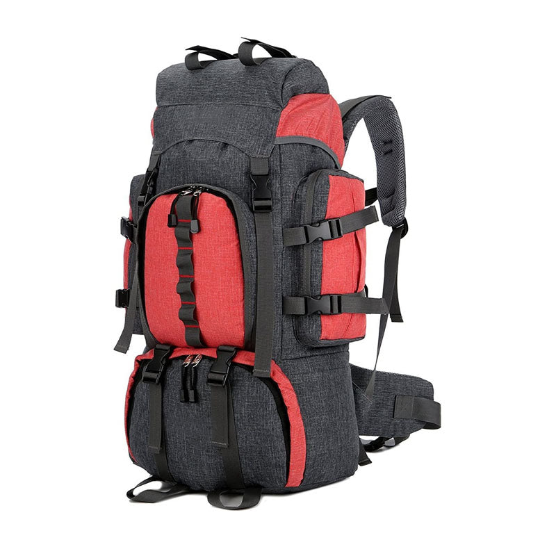 55L Backpack Internal Frame Hiking Water Resistant Travel Packs with Rain Cover-Red