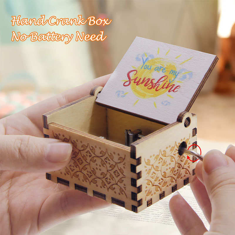 Hand Crank Engraved Musical Box Creative Gift Ornaments-You are My Sunshine