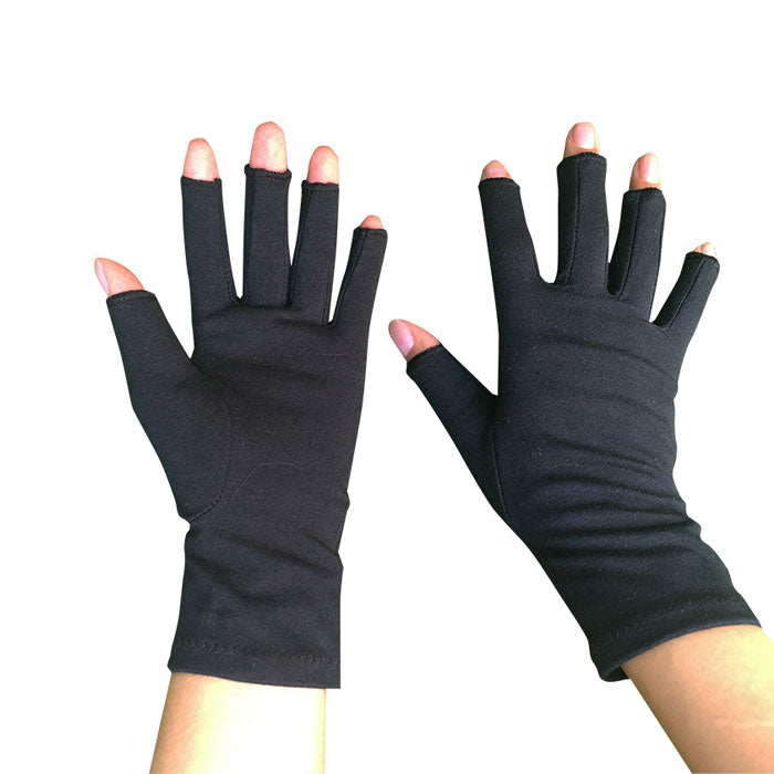Winter Half Finger Outdoor Sport Driving Riding Cotton Breathable Gloves-Black-LYX-08062-2