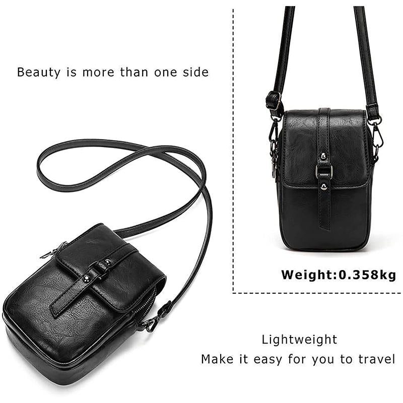 Women Vintage Crossbody Phone Bag Small Messenger Shoulder Bag-Black