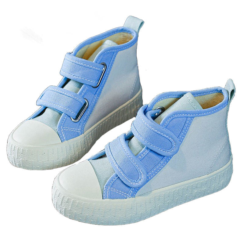 Unisex-Child Canvas Sneakers High Top Velcro Closure Boots-Blue