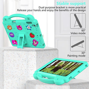 Strawberry Rugged iPad Case With Holder Shoulder Strap for PRO 9.7 Air1/ Air2-MintGreen