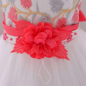 Toddler Pageant Flower Girl Lace Dress Little Girls Party Wedding Formal Dresses-WatermelonRed