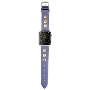 Stylish RoseGold Rivets Leather Replacement Band for iWatch Series 6/5/4/3/2/1/SE-DarkBlue