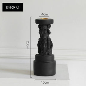 4 Pcs Retro Candle Holder Nordic Roman Column Aroma Candle Base for Festival Home Decor Ornament-Black