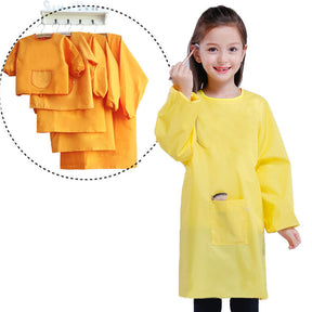 Kids Art Smocks Waterproof Artist Painting Long Sleeve Aprons for Children-Yellow