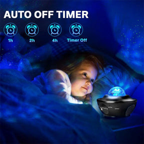 3 in 1 Galaxy Projector with LED Nebula Cloud/Moving Ocean Wave Night Light for Kid Baby, Built-in Music Speaker Voice Control