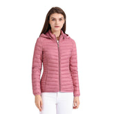 Womens Short Down Jacket Stand Collar Lightweight Removable Cap-DouShaPink