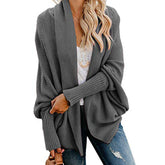 Women's Batwing Knitted Oversized Slouchy Solid Cardigan Sweater Knit Outwear-Dark Gray