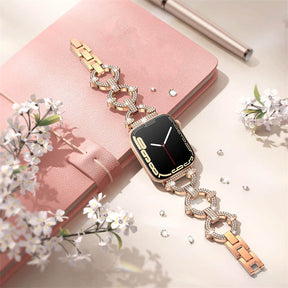 Bling Strap Full Diamonds Metal Jewelry Band for Apple Watch-Rose Gold