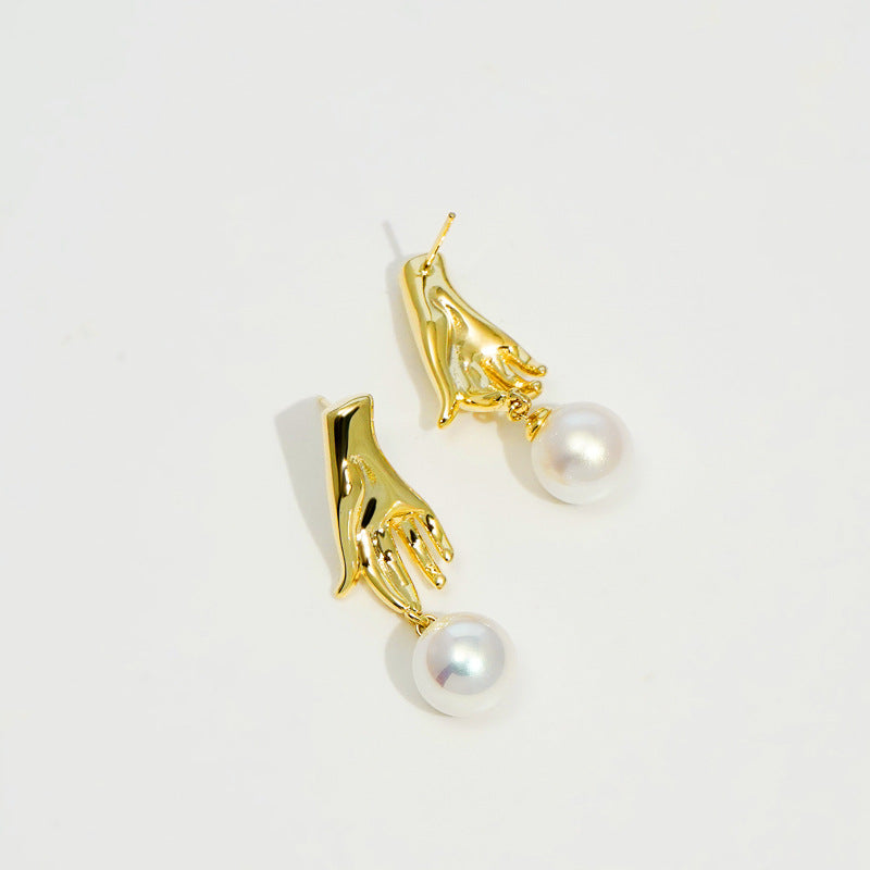 Goldfinger Pearl Drop Earrings Fashion Stud for Women