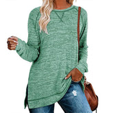 Womens Fall Crewneck Tunic Tops Loose Long Sleeve-Green