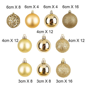 100 Pcs Christmas Ball Ornaments Set for Xmas Tree Decor-Gold