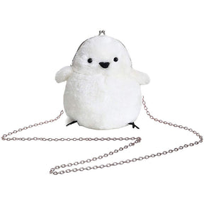 Women Cute Chick Plush Crossbody Bag Chic Small Cell Phone Wallet For Girls-White