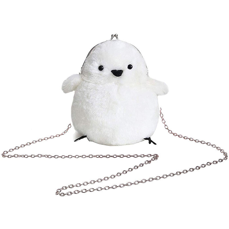 Women Cute Chick Plush Crossbody Bag Chic Small Cell Phone Wallet For Girls-White