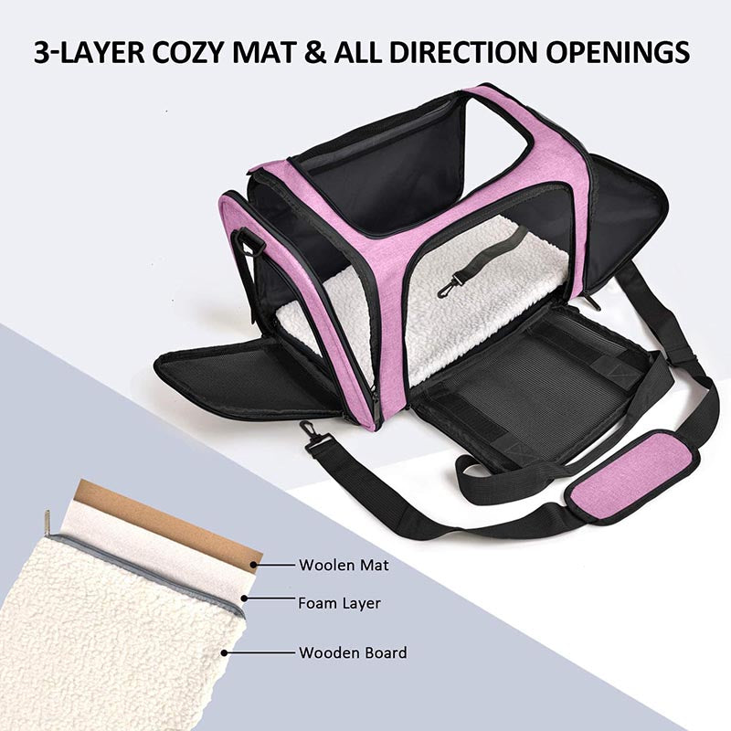 Pet Travel Bag for Small Medium Cats Dogs Puppies Soft Sided Collapsible Puppy Carrier-Pink