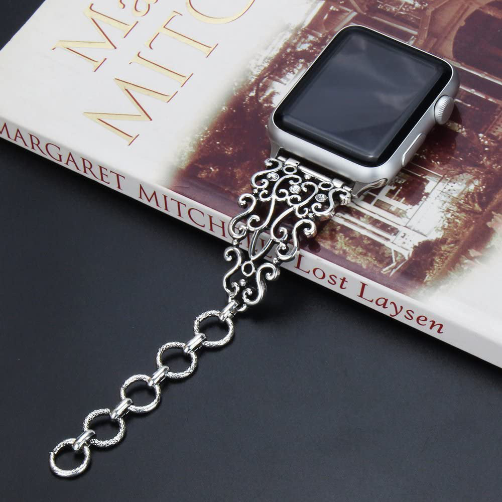 Retro Hollow Metal Watch Band For Apple Watch SE/6/5/4/3/2/1(Silver1)