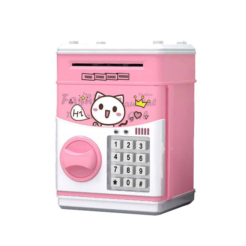 Children's Electronic Piggy Bank with Password Cute ATM Piggy Bank Great Toy Gift-PinkCat