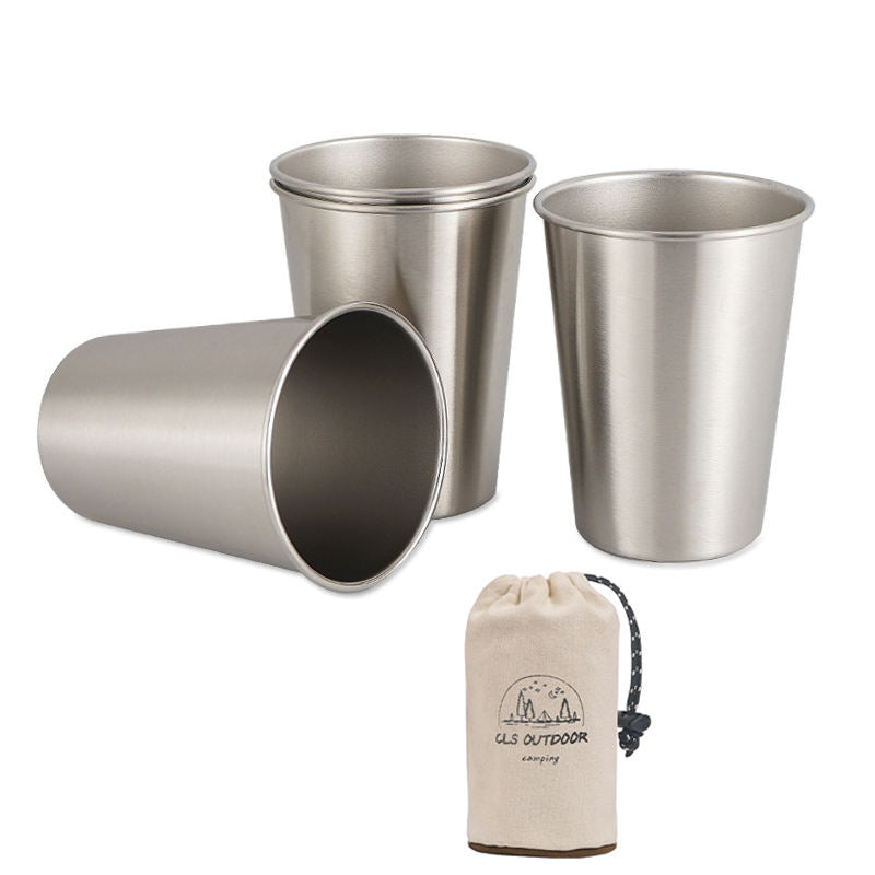 4 Packs 304 Stainless Steel Pint Cups Stackable Drinking Glasses for Camping