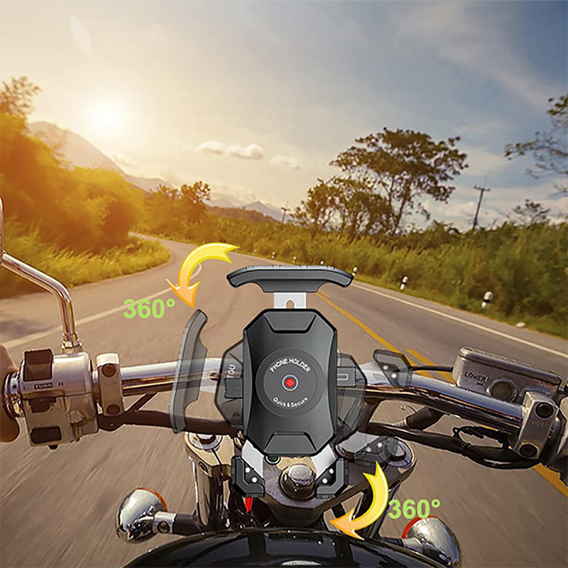 Anti-Theft Motorcycle Phone Mount 360 Rotation for 4.0-7.0 Inch Smartphones-Rearview Mirror