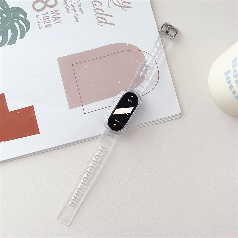 Glacier Bands with Bumper Case Jelly Transparent for Mi 8-White