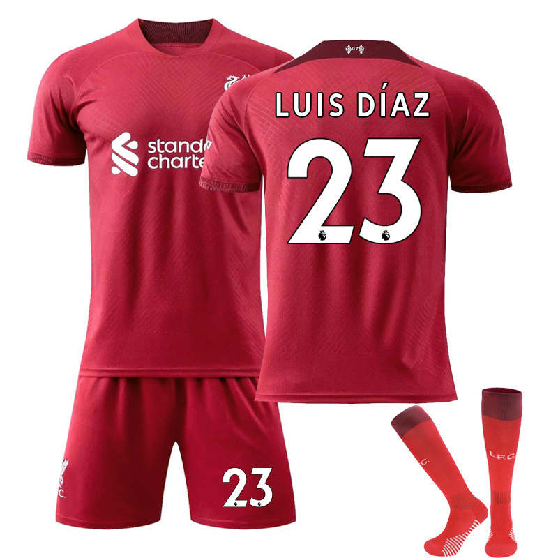 Liverpool Home Jersey 2022-23 LUIS DIAZ #23 Soccer Jersey Kids Adult 3-Pieces Jersey Kits