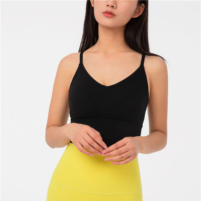 Longline Sports Bras Padded Comfortable Fitness Crop Tank Tops-Black