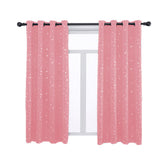 2 Panels Kids Blackout Curtains with Silver Star Print for Bedroom Living Room-Pink