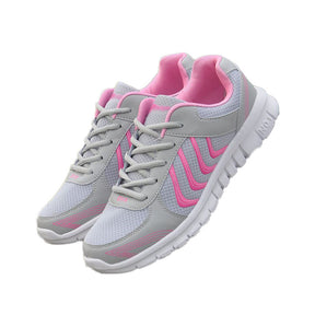 Womens Athletic Mesh Breathable Sneakers Lace Up Comfort Shoes-Pink