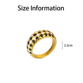 Black And White Checkerboard Finger Ring For Women Girl