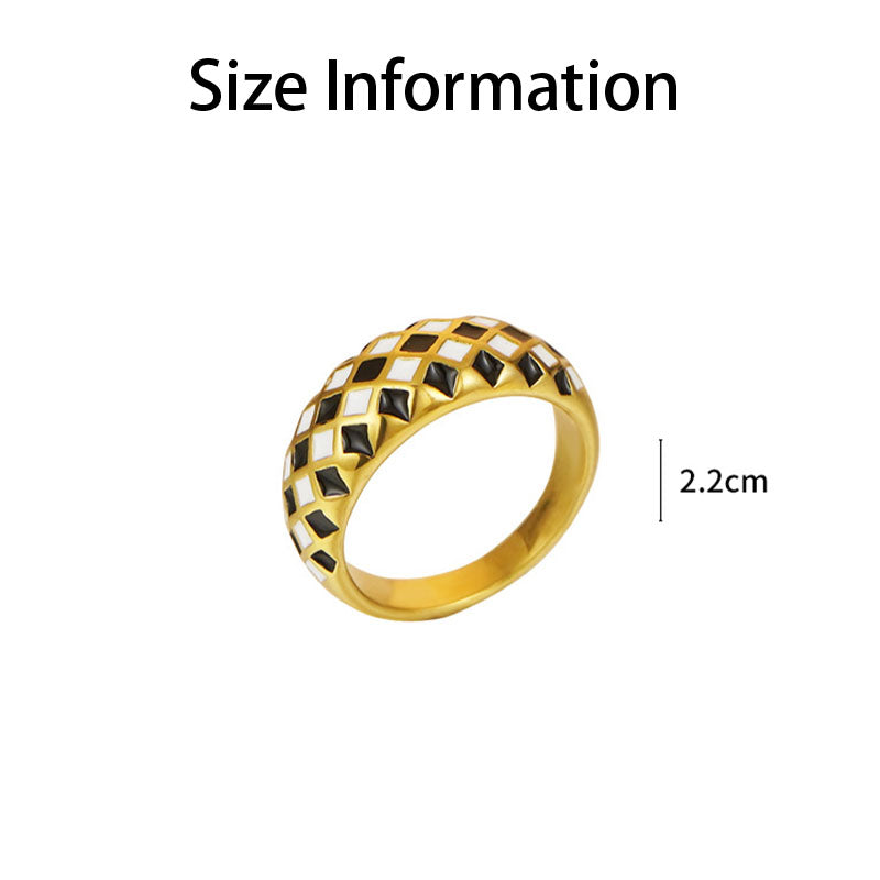 Black And White Checkerboard Finger Ring For Women Girl