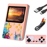 3.0inch Screen Retro Handheld Game Console 500 Classic FC Games Support to TV Output-Two Player-Pink