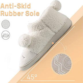 Warm Indoor Slippers for Women Fleece Winter Boots-White