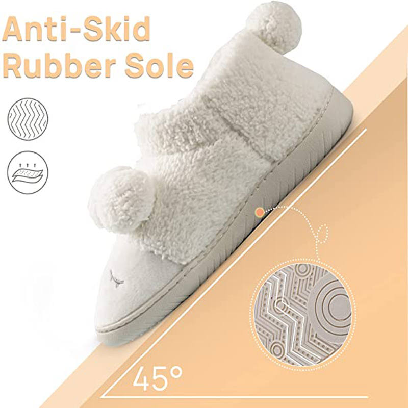 Warm Indoor Slippers for Women Fleece Winter Boots-White