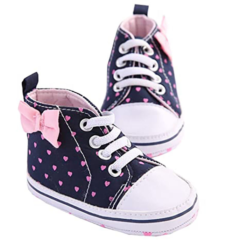 Infant Canvas Soft Sole Anti-Slip Sneakers Toddler Love Print Shoes For Boys Girls-Pink