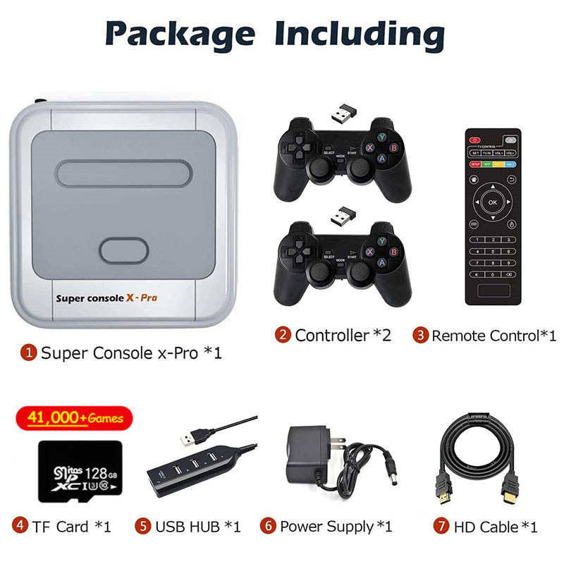 40000 Games Super Console X Pro 4K HD TV Up to 5 Players for PSP/N64/DC/PS-128g