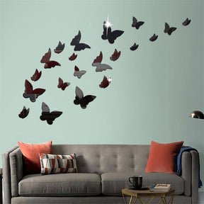 Removable Crystal Acrylic Mirror Butterfly Home Decoration Fashion Art Wall Stickers-Black