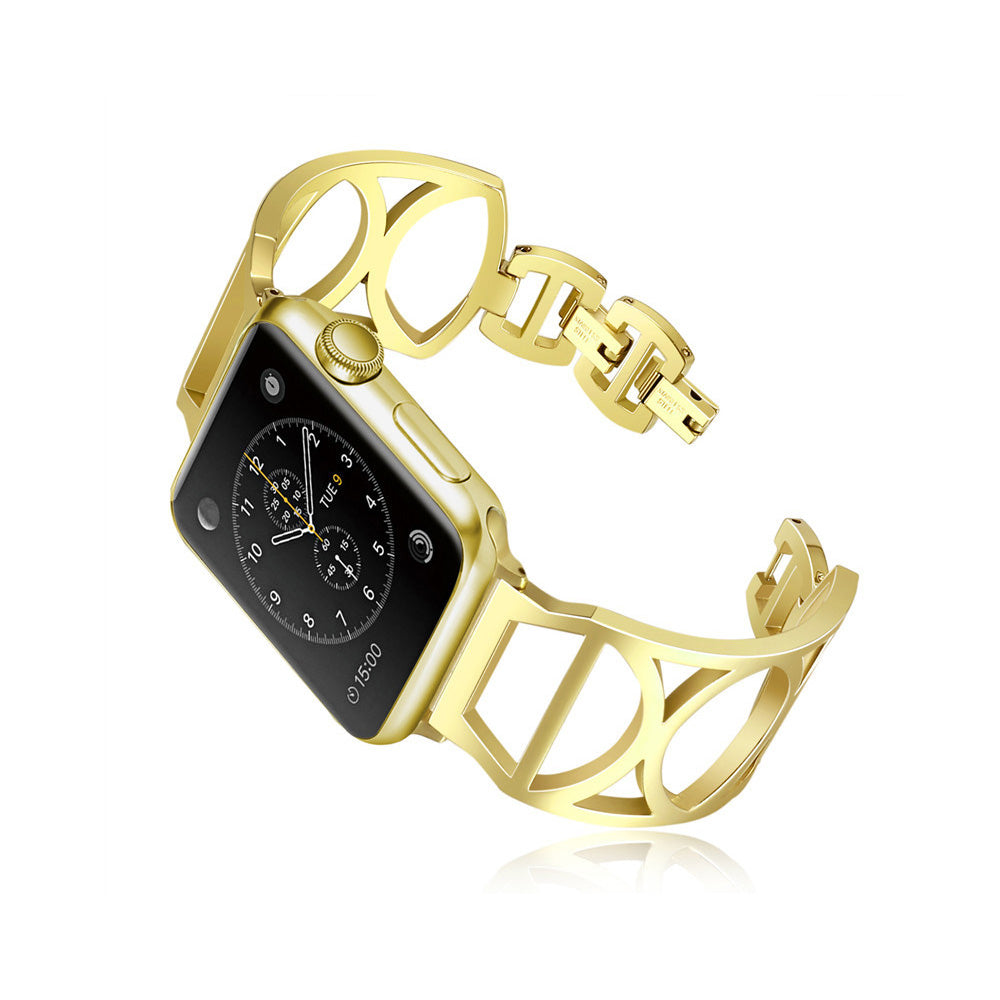 Fashion Hollow Metal Watch Band For Apple Watch SE/6/5/4/3/2/1(Gold)