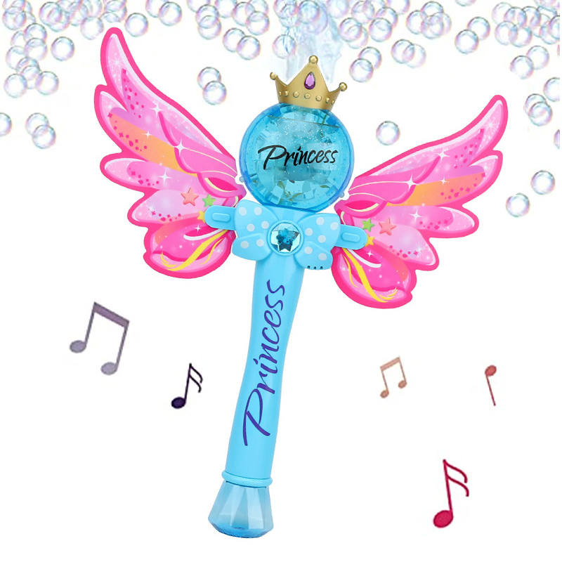 Light Up Magic Bubble Blower Wand with LED and Sound Effect Party Favor for Kids-Blue