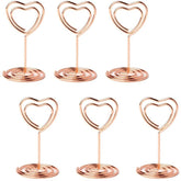 20 Pieces Mini Place Card Holders Table Number Stand Table Card Holder Wire Table Picture Photo Holder-Rose Gold-heart Shaped