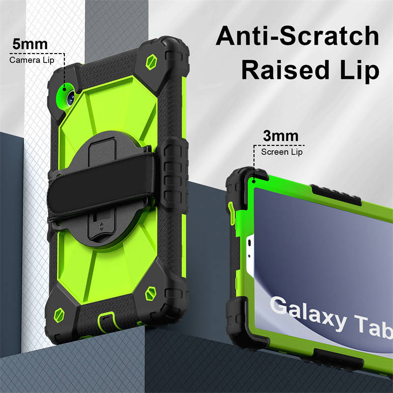 Tablet Case Full Body Protection with Stand Shoulder Strap for Galaxy A9 Plus-BlackGreen