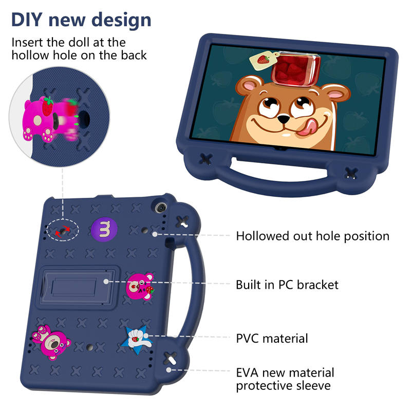 Strawberry Tablet Case With Holder Shoulder Strap for ONN 10.1 Inch 2022 Gen3-NavyBlue