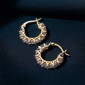 Zircon Lacework Small Hoop Earrings for Women Girls-Gold